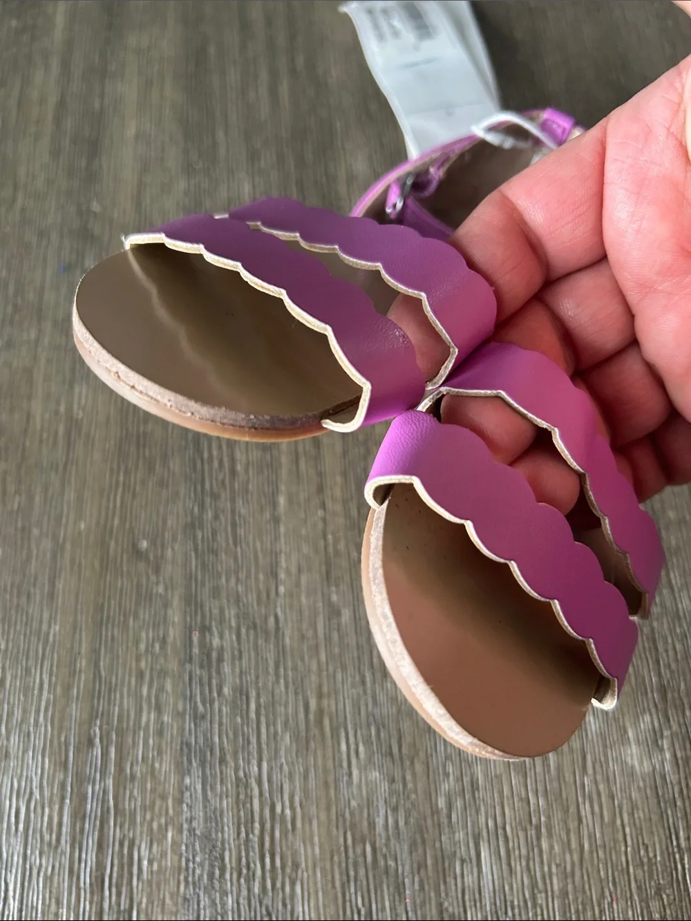 Janie and Jack Girls' Purple Scalloped Double Strap Sandals, Sz.6, Mew w/Tag.